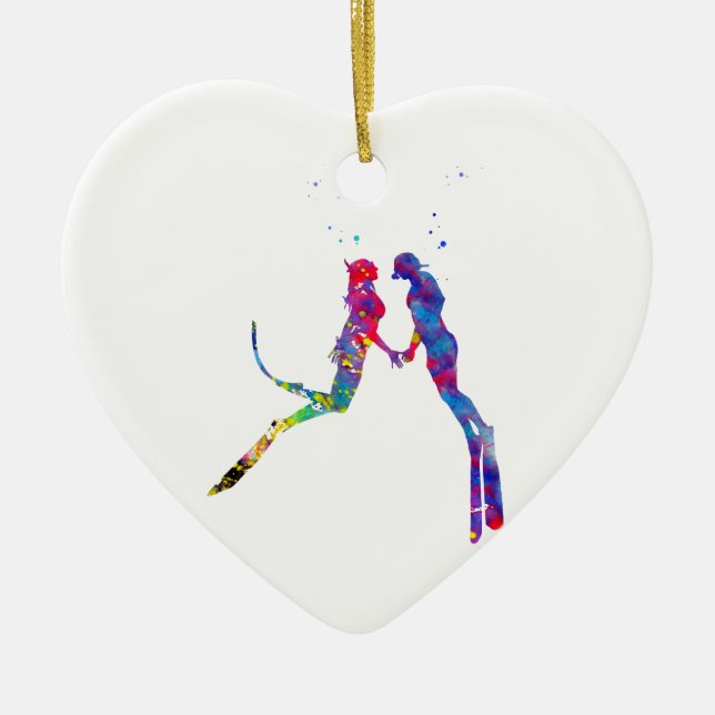 Décoration En Céramique Couple de Scuba (Devant)