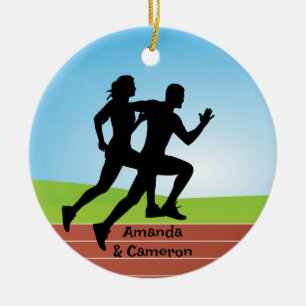 Décoration En Céramique Couple Jogging Design Ornament