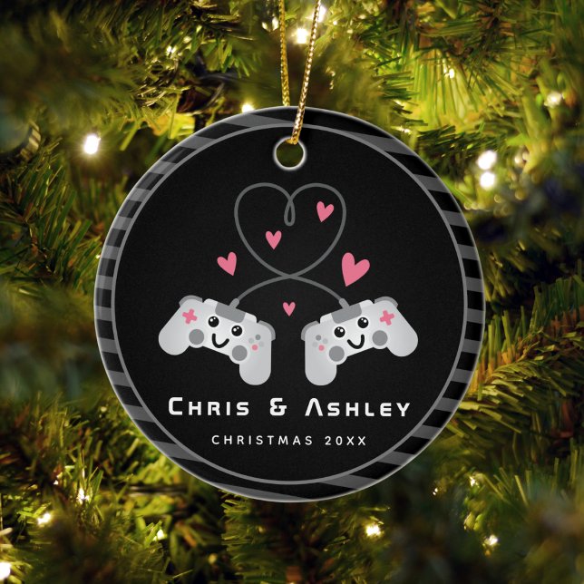 Décoration En Céramique Couple Joueur Couple Jeu Vidéo Joystick Nom (Créateur téléchargé)