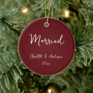 Décoration En Céramique Couple Marié Personnalisé Merlot Rouge Manuscrit