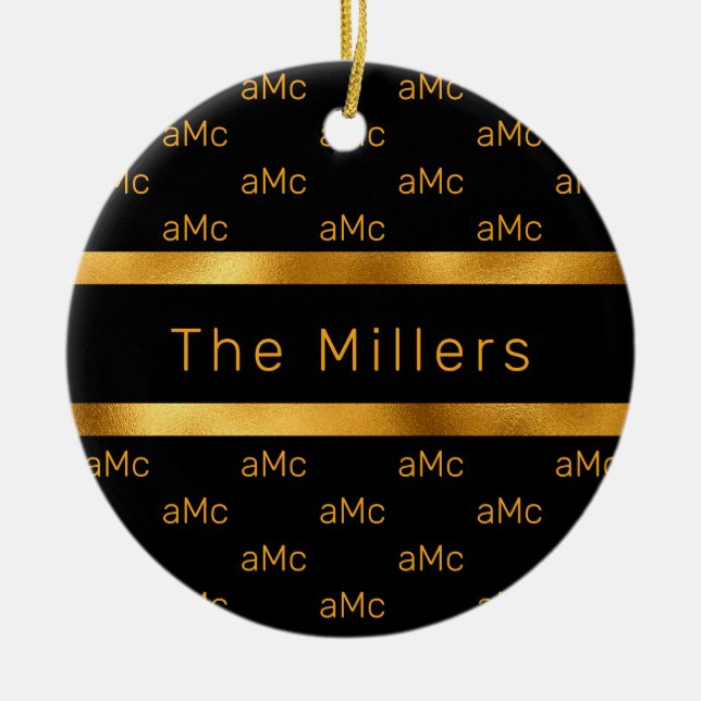 Décoration En Céramique Couple or noir monogramme motif élégant (Devant)