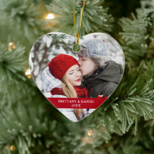Décoration En Céramique Couple photo avant   Flammes de neige Retour Coeur