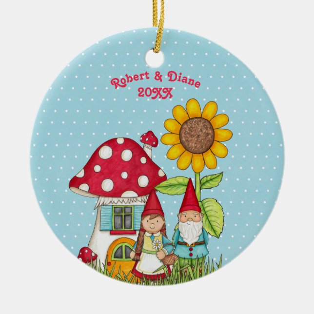 Décoration En Céramique Couples de gnome dans le jardin sur l'arrière - (Devant)