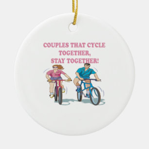 Décoration En Céramique Couples qui font un cycle ensemble