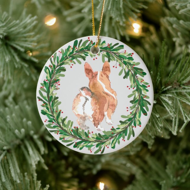 Décoration En Céramique Courbe de Noël de Corgi Butt (Arbre)
