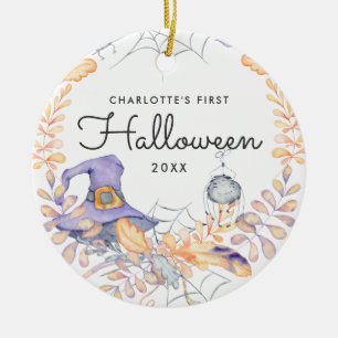 Décoration En Céramique Couronne aquarelle   Premier Halloween de bébé