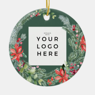 Décoration En Céramique Couronne de fêtes de fin d'année avec votre logo d