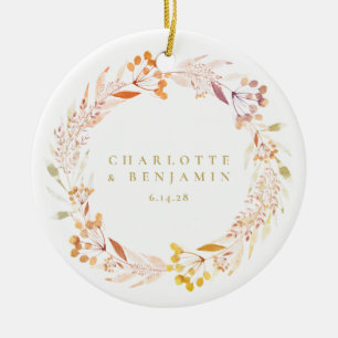Décoration En Céramique Couronne de fleurs aquarelle automnale Bohème pers