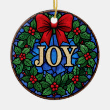 Couronne de houx en verre coloré JOIE