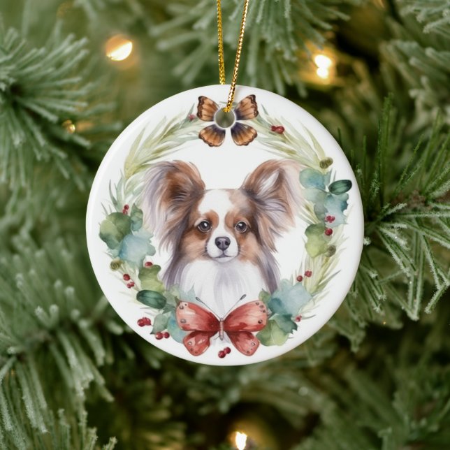Décoration En Céramique Couronne de Noël festive Papillon (Arbre)