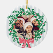 Couronne de Noël personnalisée avec photo et salut