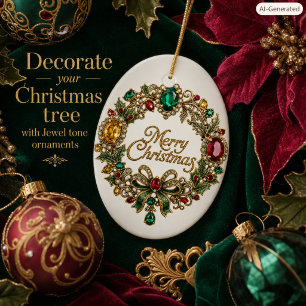 Décoration En Céramique Couronne de pierres précieuses élégante pour Noël 