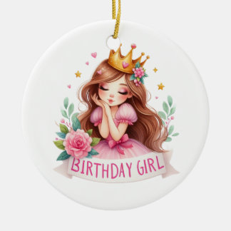 Décoration En Céramique Couronne de princesse d'anniversaire