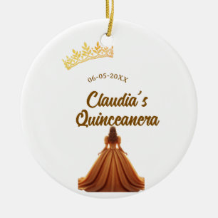 Décoration En Céramique Couronne de princesse orange pour quinceanera anni