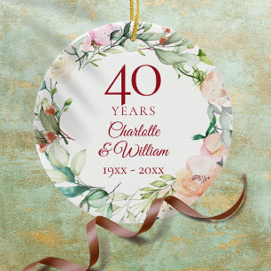 Décoration En Céramique Couronne de roses estivales sucrées 40e anniversai