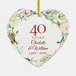 Décoration En Céramique Couronne de roses estivales sucrées 40e anniversai