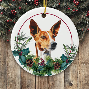 Décoration En Céramique Couronne de verdure de chien Basenji