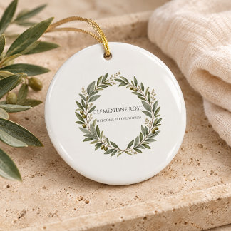 Décoration En Céramique Couronne d'olive personnalisée Nouveau-né Céramiqu