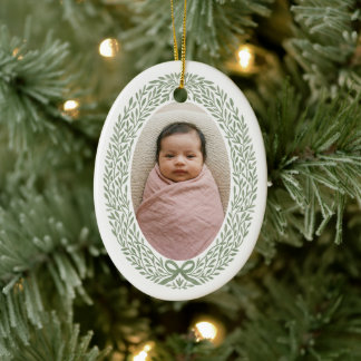 Décoration En Céramique Couronne élégante avec noeud pour le 1er Noël de b