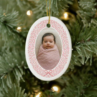 Décoration En Céramique Couronne élégante avec noeud pour le 1er Noël de b