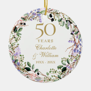 Décoration En Céramique Couronne florale 50e anniversaire de mariage