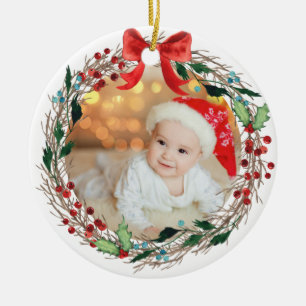 Décoration En Céramique Couronne rustique avec photo personnalisée Clochet