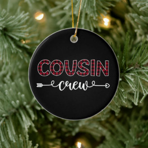Décoration En Céramique Cousin Crew Buffalo Plaid Famille Motif Noël