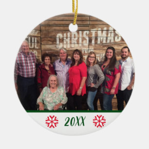 Décoration En Céramique Coutume 2 faces Family Photo Cute Snowflakes