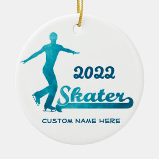 Décoration En Céramique Coutume Blue Figure Skating Ornament 2016