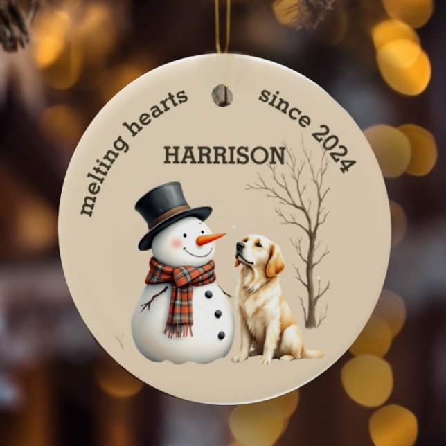 Décoration En Céramique Coutume Golden Retriever Coeur fond Keepsaké (Créateur téléchargé)