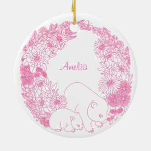 Décoration En Céramique Coutume Wombat Christmas Pink
