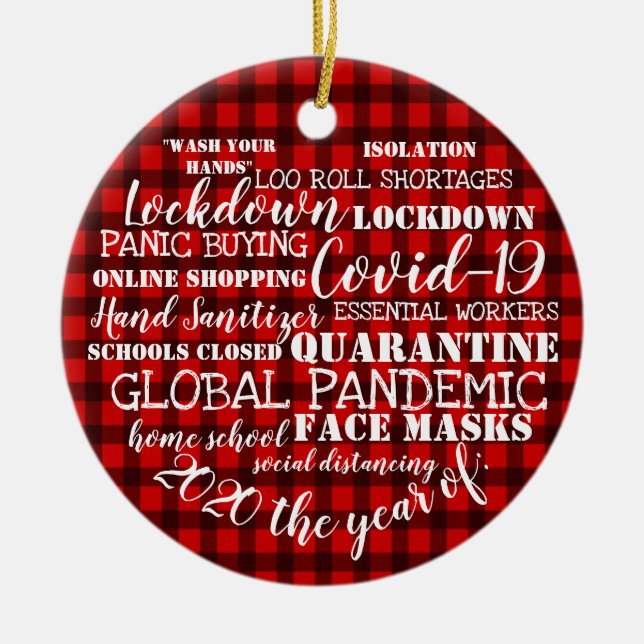 Décoration En Céramique covid19 2020 l'année des masques visage bûcheron (Devant)