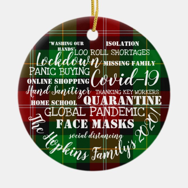 Décoration En Céramique covid19 2020 notre année de masques visage isolati (Devant)