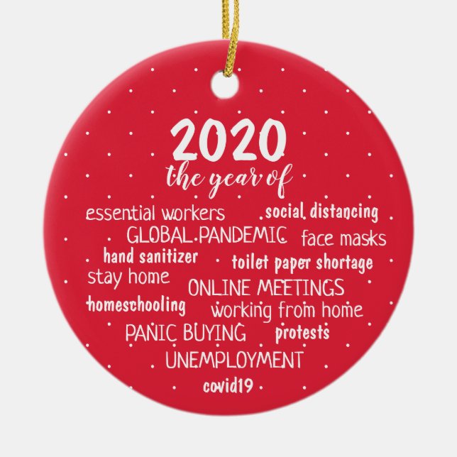 Décoration En Céramique COVID 19 2020 Red Snowflake dots (Devant)