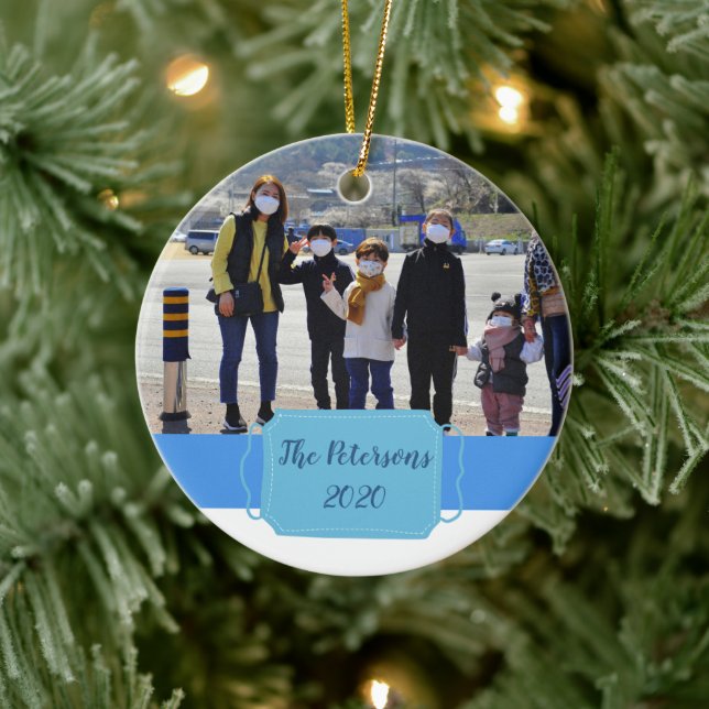 Décoration En Céramique covid-19 notre première pandémie noël photo mémoir (Arbre)