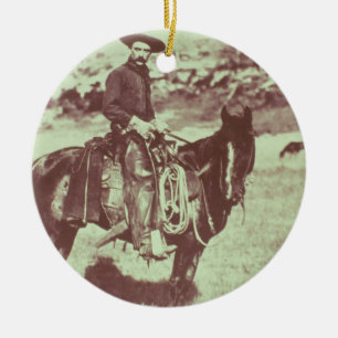 Décoration En Céramique Cowboy du Montana, c.1880 (photo de b/w)