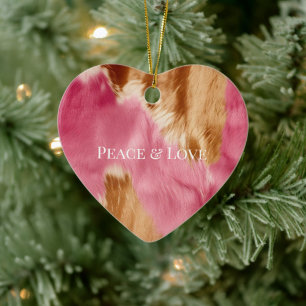 Décoration En Céramique Cowgirl Western Pink Brown Cream Cowhide