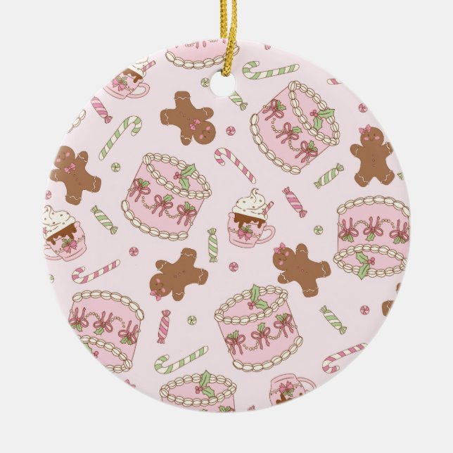 Décoration En Céramique Cozy Pink Pastel Cake & Bow Christmas Apron (Devant)