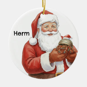 Décoration En Céramique Crabe ermite personnalisé avec le Père Noël