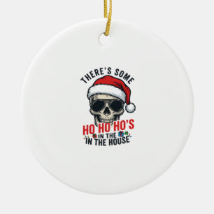 Décoration En Céramique Crâne de Noël Ho Ho Ho Humour Design