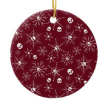 Crâne effrayant Creepmas Noël Snowflakes rouge