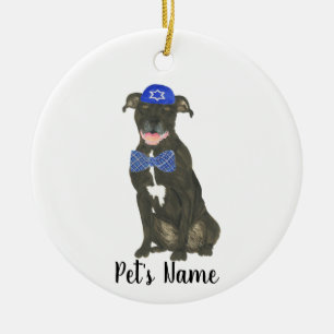 Décoration En Céramique Cravate personnalisée de Pitbull noir Yarmulke