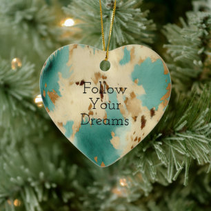 Décoration En Céramique Cream Gold Turquoise Cowhide Animal