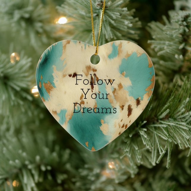 Décoration En Céramique Cream Gold Turquoise Cowhide Animal (Arbre)