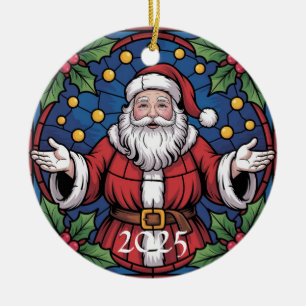 Décoration En Céramique Création sur verre personnalisée de Père Noël pour
