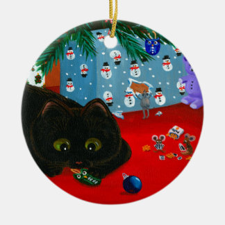 Décoration En Céramique Créations artistiques de chats noirs de Noël drôle
