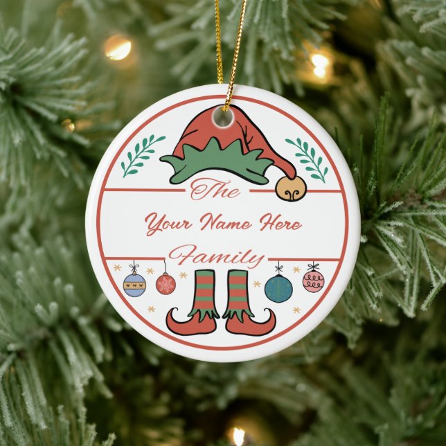 Décoration En Céramique Créer votre propre elf Nom et année Noël (Arbre)
