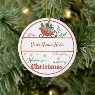 Décoration En Céramique Créer votre propre traîneau Nom et année Noël