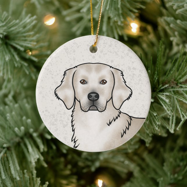 Décoration En Céramique Crème anglaise Golden Retriever Chien Nom Personna (Arbre)