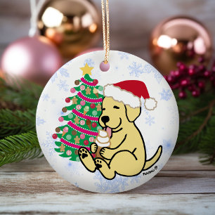 Décoration En Céramique Crème glacée du Labrador jaune personnalisée